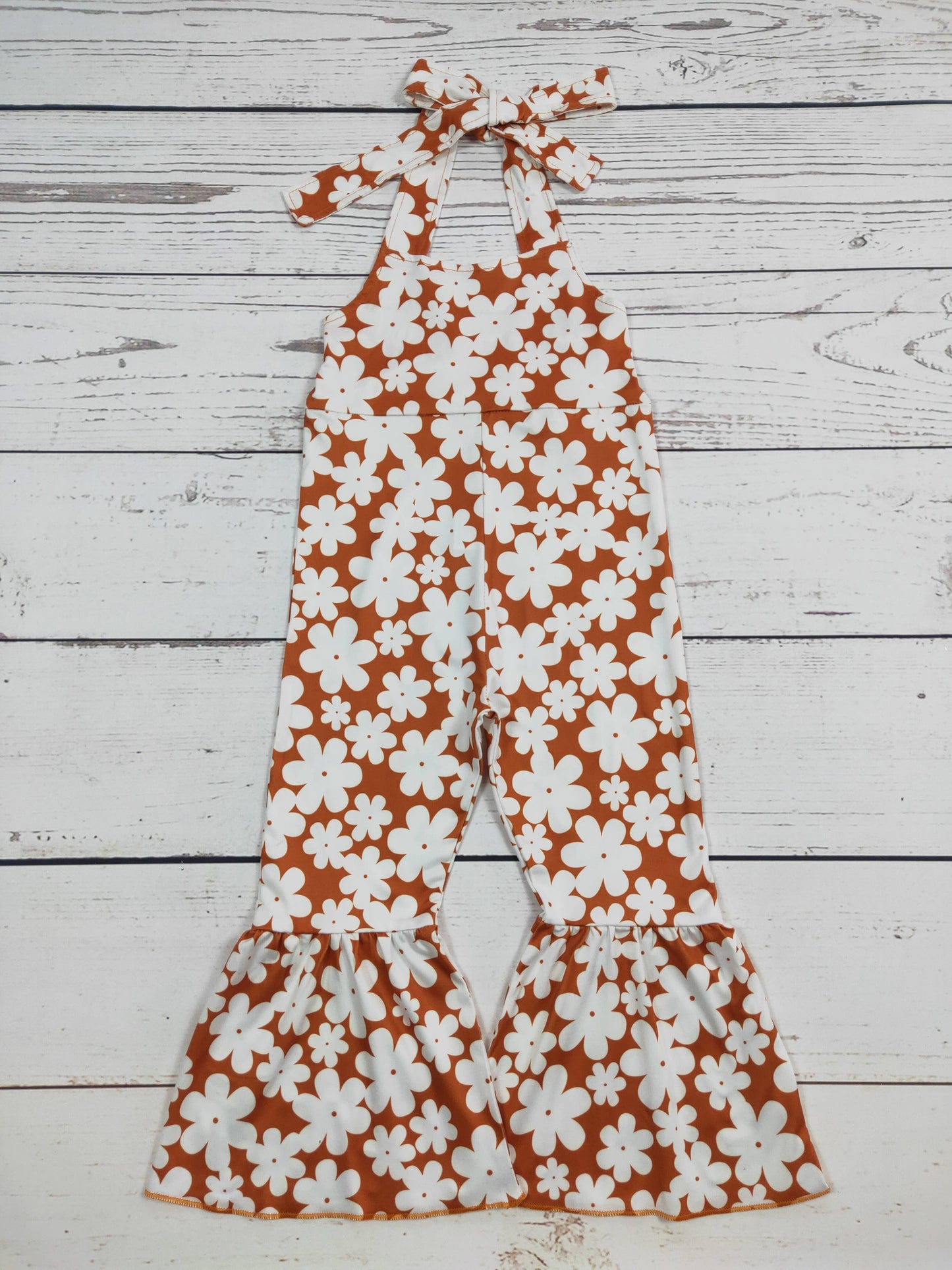 Groovy Flower Printed Girls Jumpsuit - Vintage Cottonwood