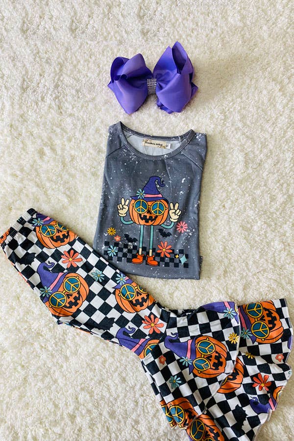 Pumpkin Peace Flare Set – Girls 2-Piece - Vintage Cottonwood
