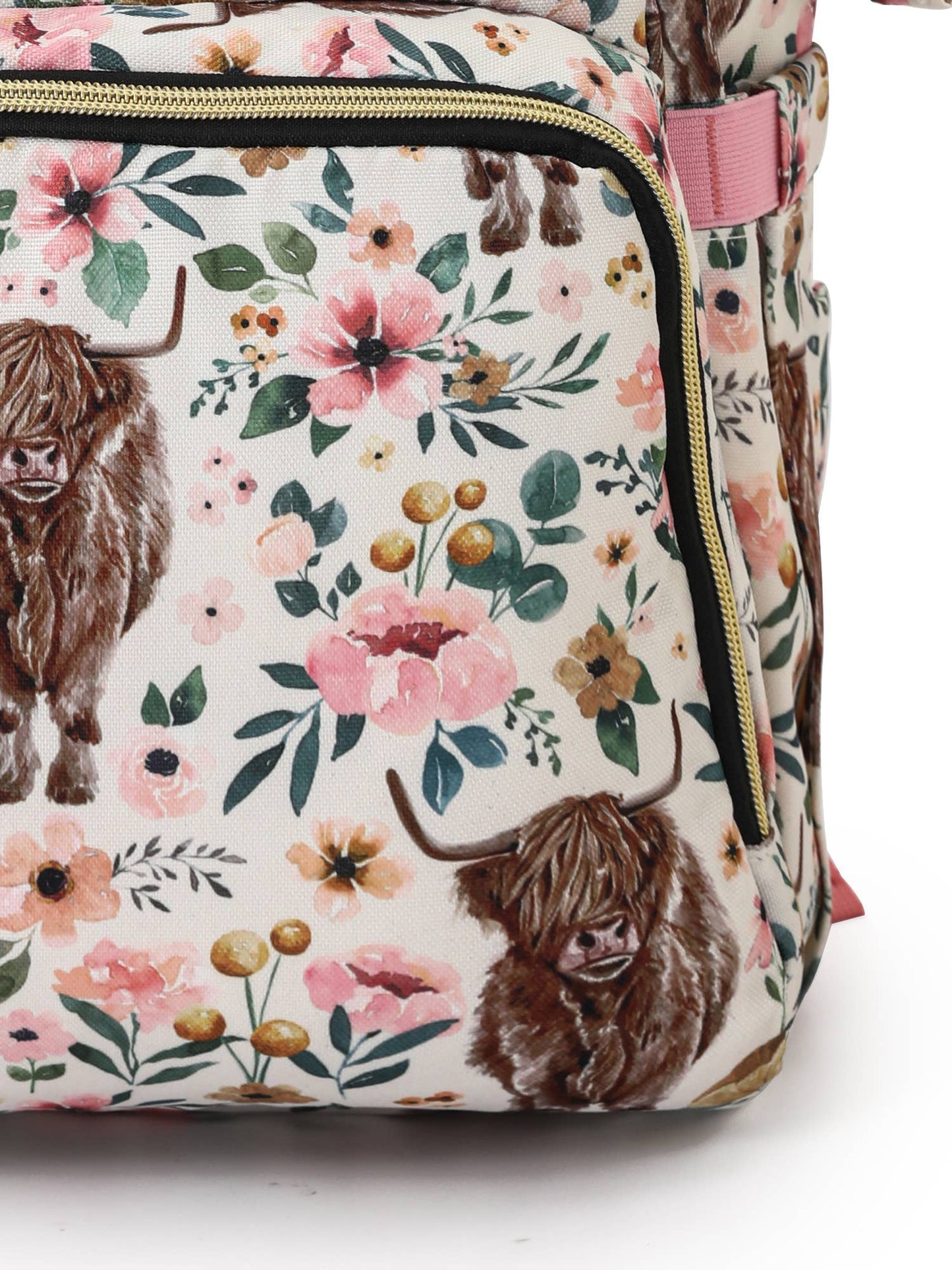 Highland Cow Floral Western Diaper Bag - Vintage Cottonwood