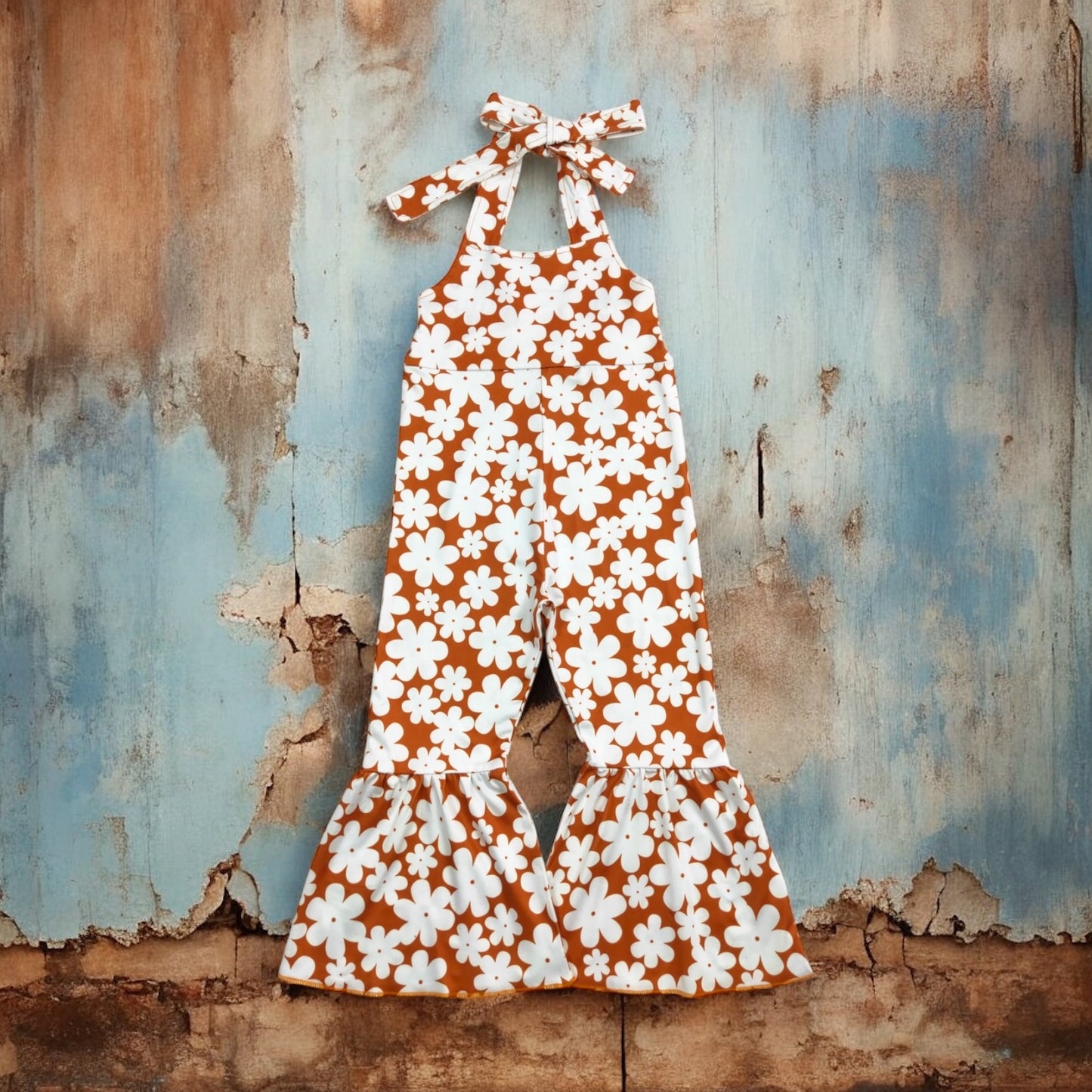 Groovy Flower Printed Girls Jumpsuit - Vintage Cottonwood