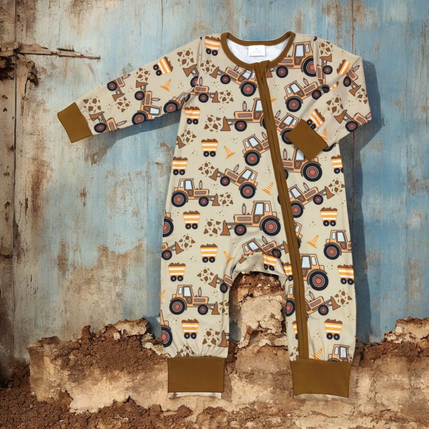 Brown Engineering Vehicles Zip Sleeper - Vintage Cottonwood