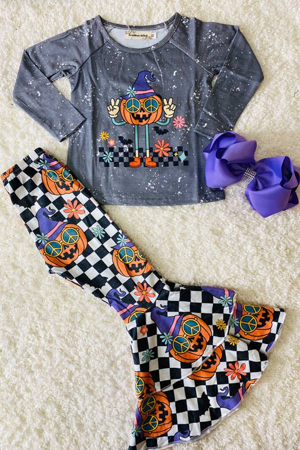 Pumpkin Peace Flare Set – Girls 2-Piece - Vintage Cottonwood