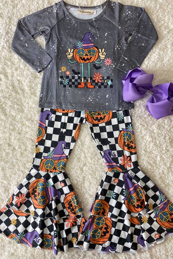 Pumpkin Peace Flare Set – Girls 2-Piece - Vintage Cottonwood