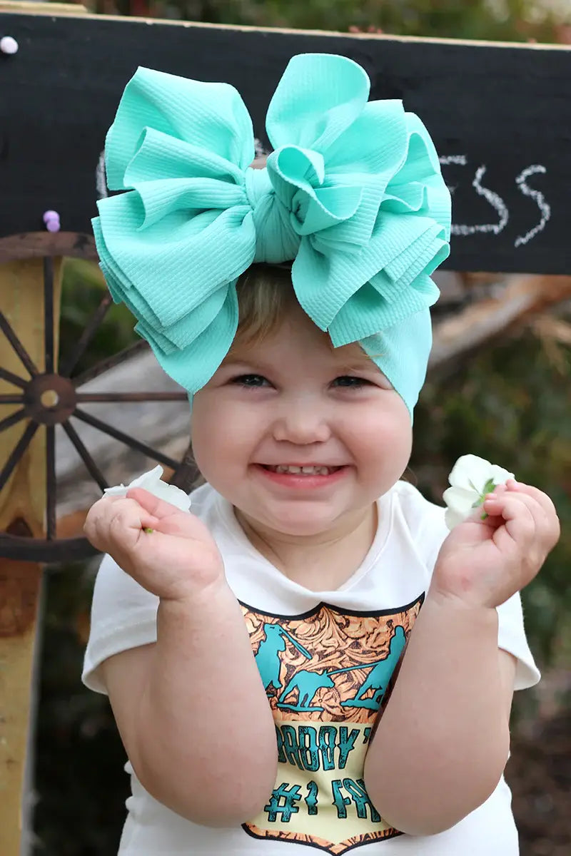 Aqua Big Tassel Baby Headband - Vintage Cottonwood