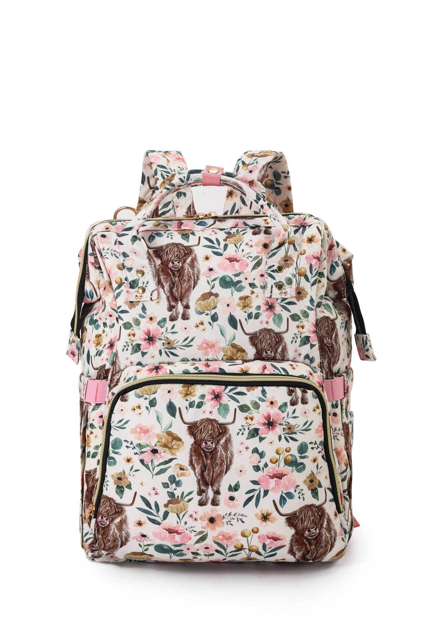 Highland Cow Floral Western Diaper Bag - Vintage Cottonwood