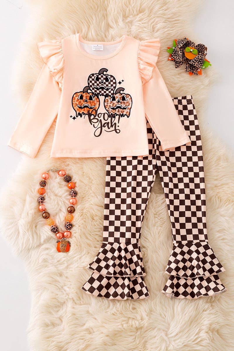 🎃 "Boo Yah" Pumpkin Patch 2-Piece Set – Girls Fall Outfit - Vintage Cottonwood