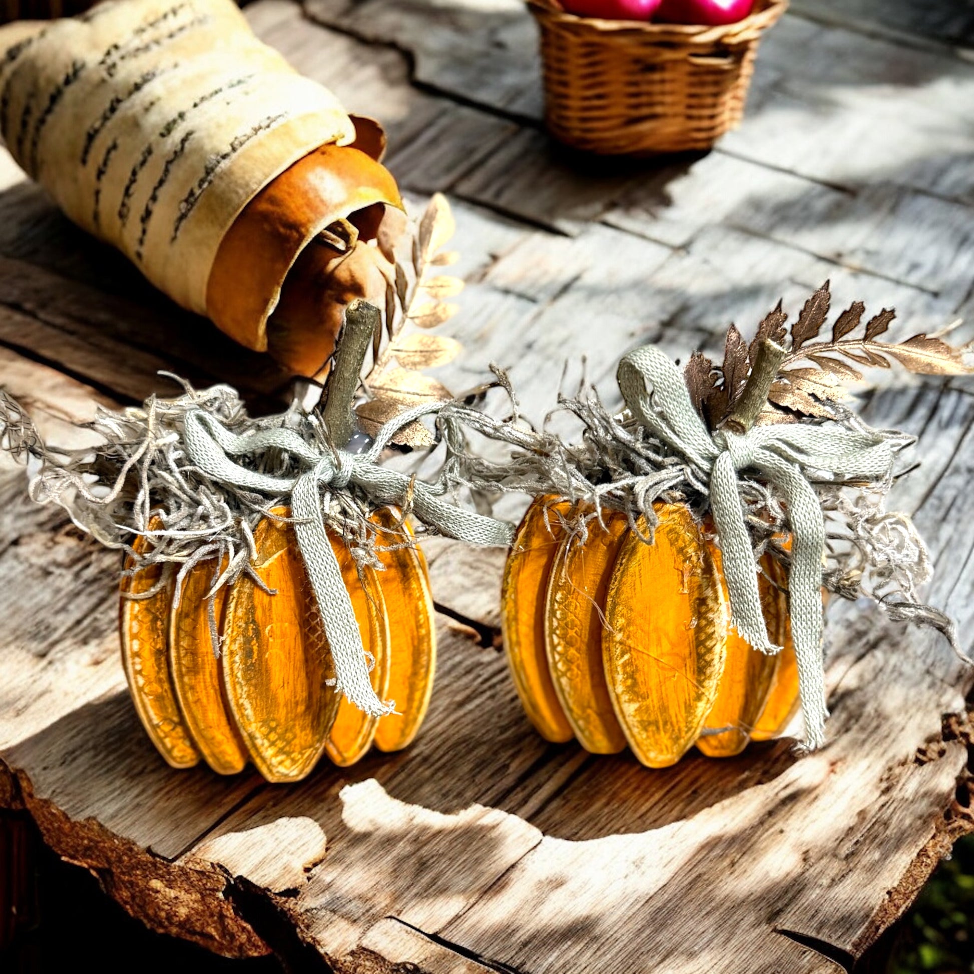 Mini Fabric Pumpkins Set of 2 - Vintage Cottonwood