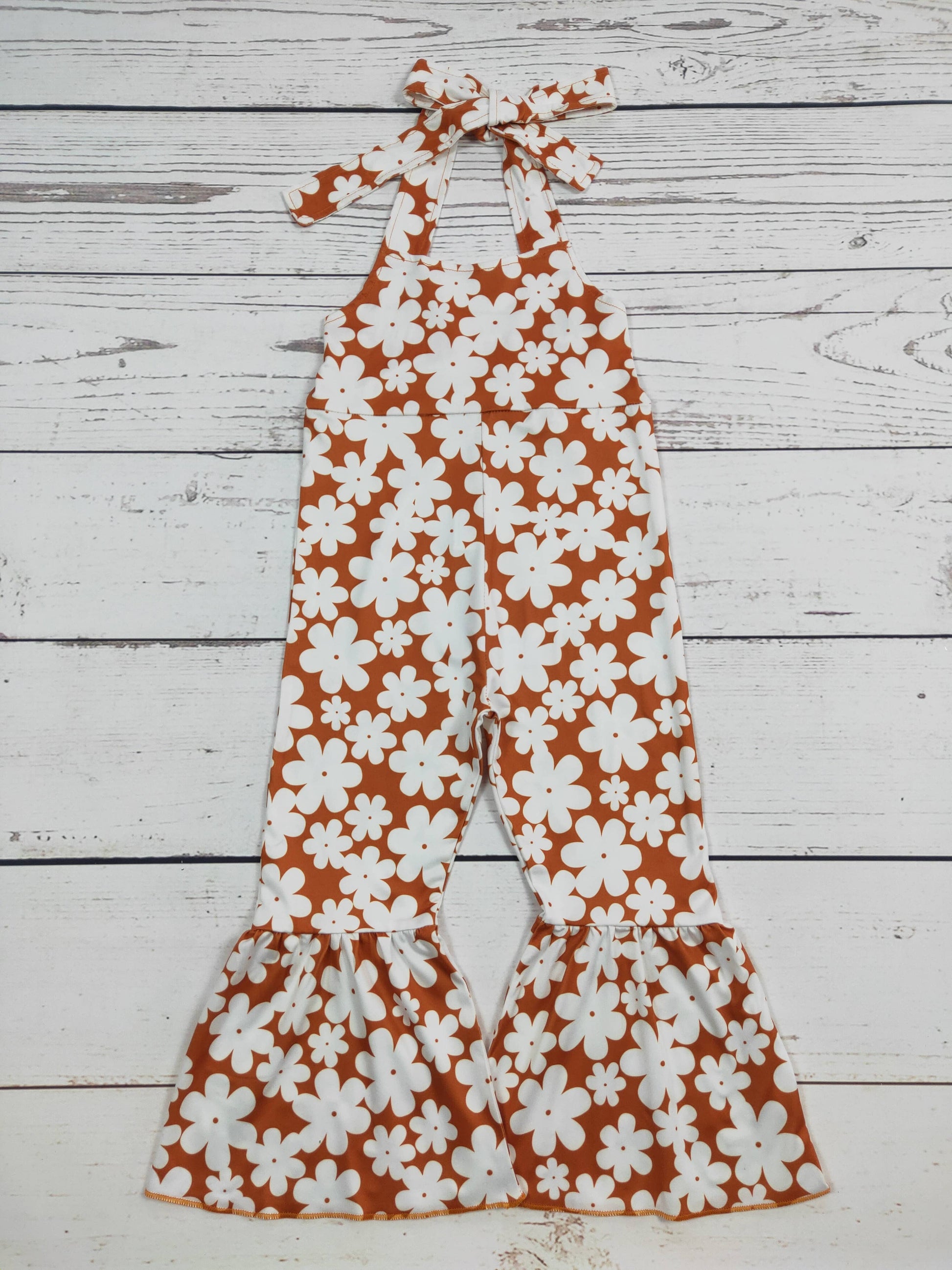 Groovy Flower Printed Girls Jumpsuit - Vintage Cottonwood