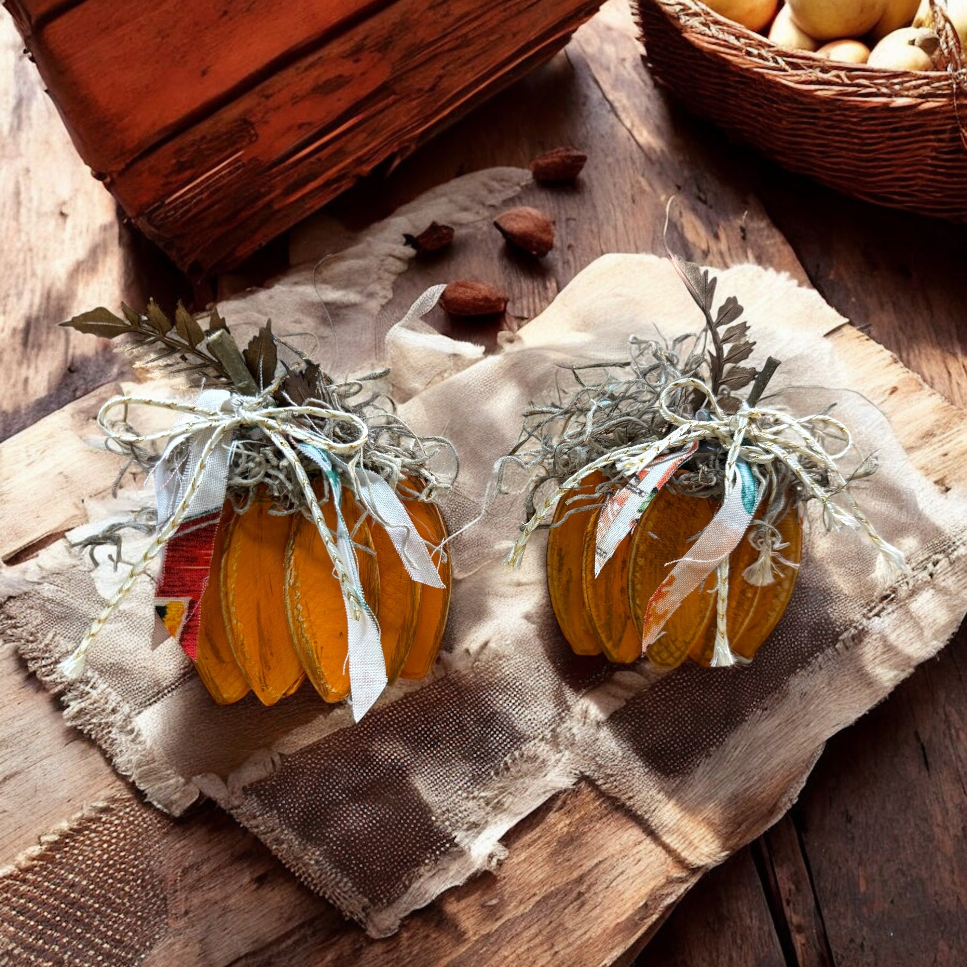 Mini Fabric Pumpkins Set of 2 - Vintage Cottonwood