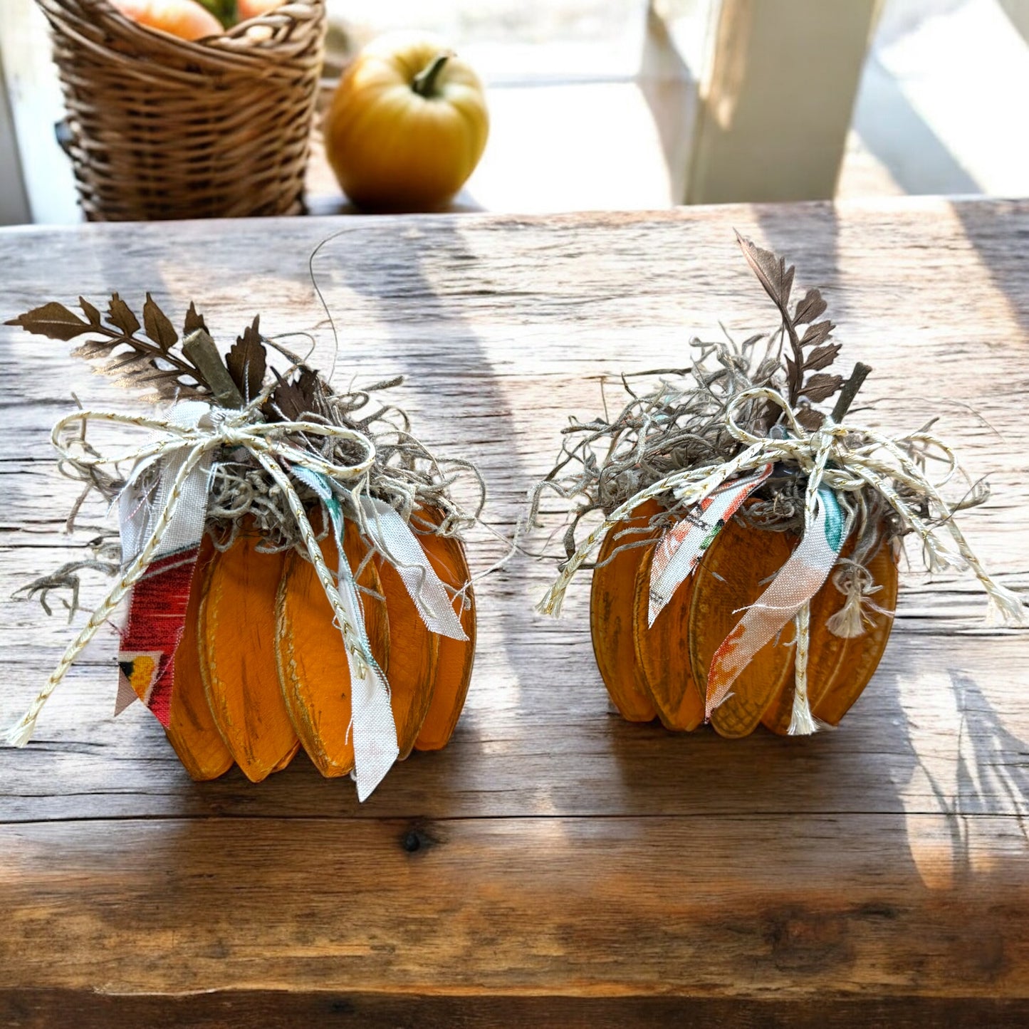 Mini Fabric Pumpkins Set of 2 - Vintage Cottonwood