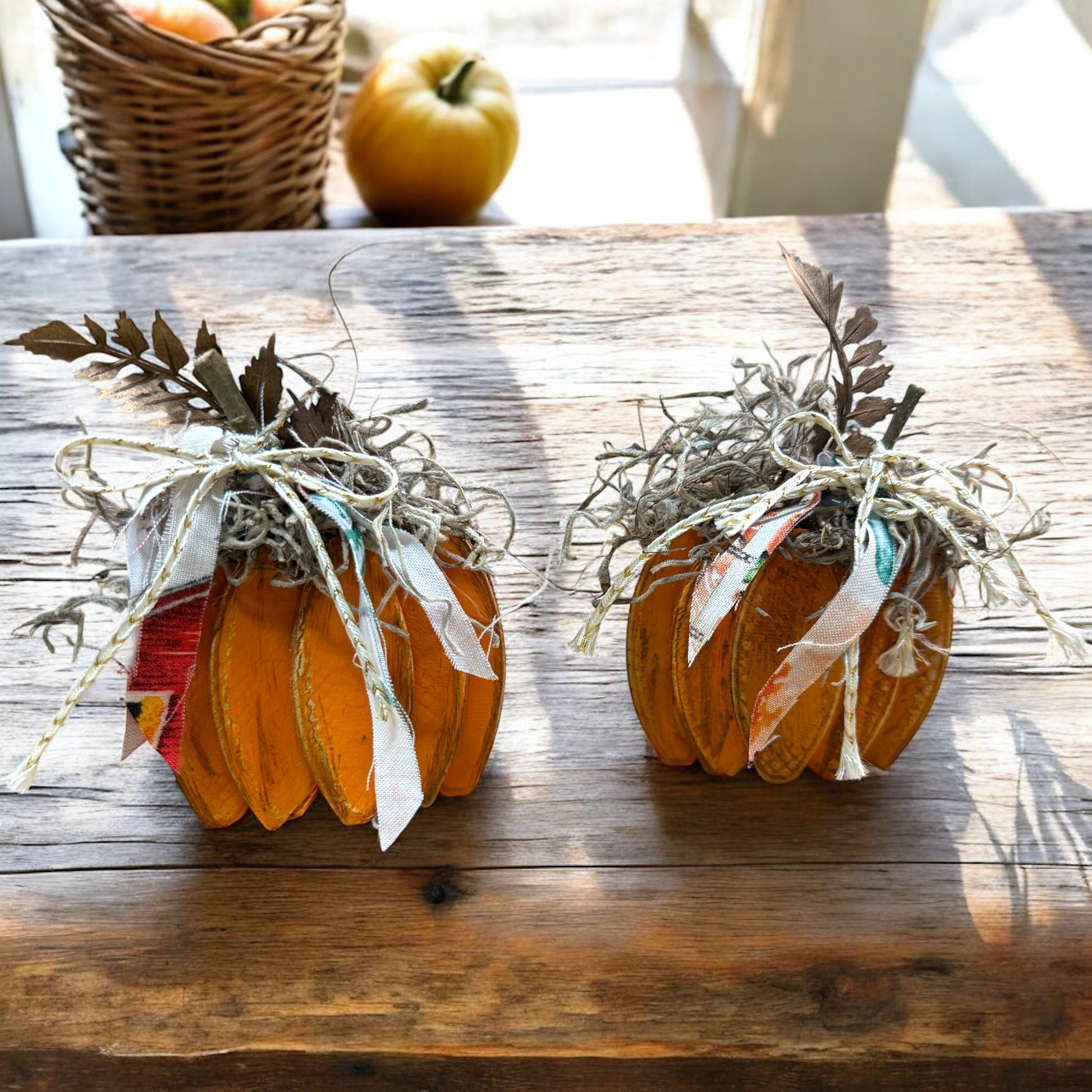 Mini Fabric Pumpkins Set of 2 - Vintage Cottonwood