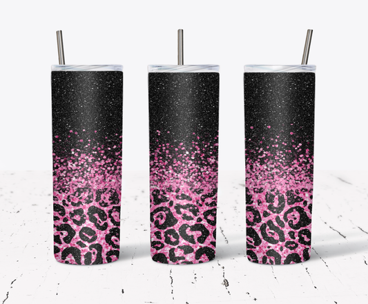 Pink Glitter Leopard Tumbler