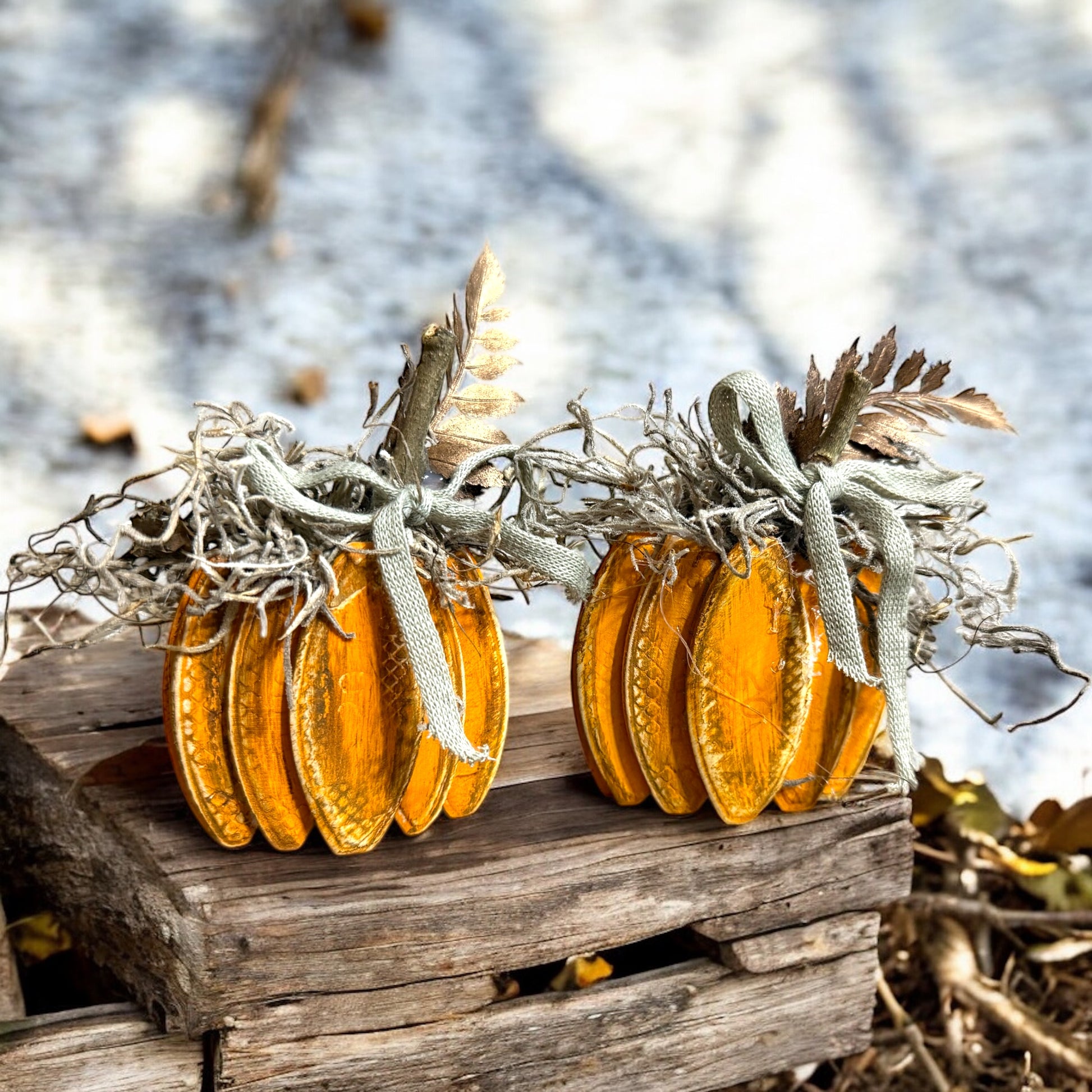 Mini Fabric Pumpkins Set of 2 - Vintage Cottonwood