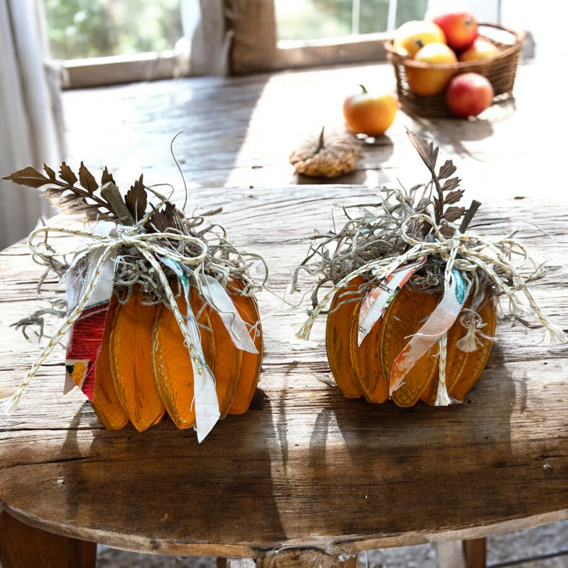 Mini Fabric Pumpkins Set of 2 - Vintage Cottonwood