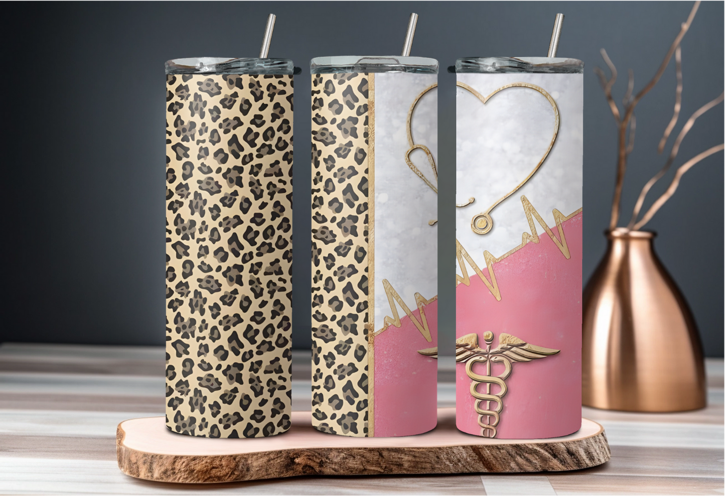 Pink And Cheetah Nurse Tumbler