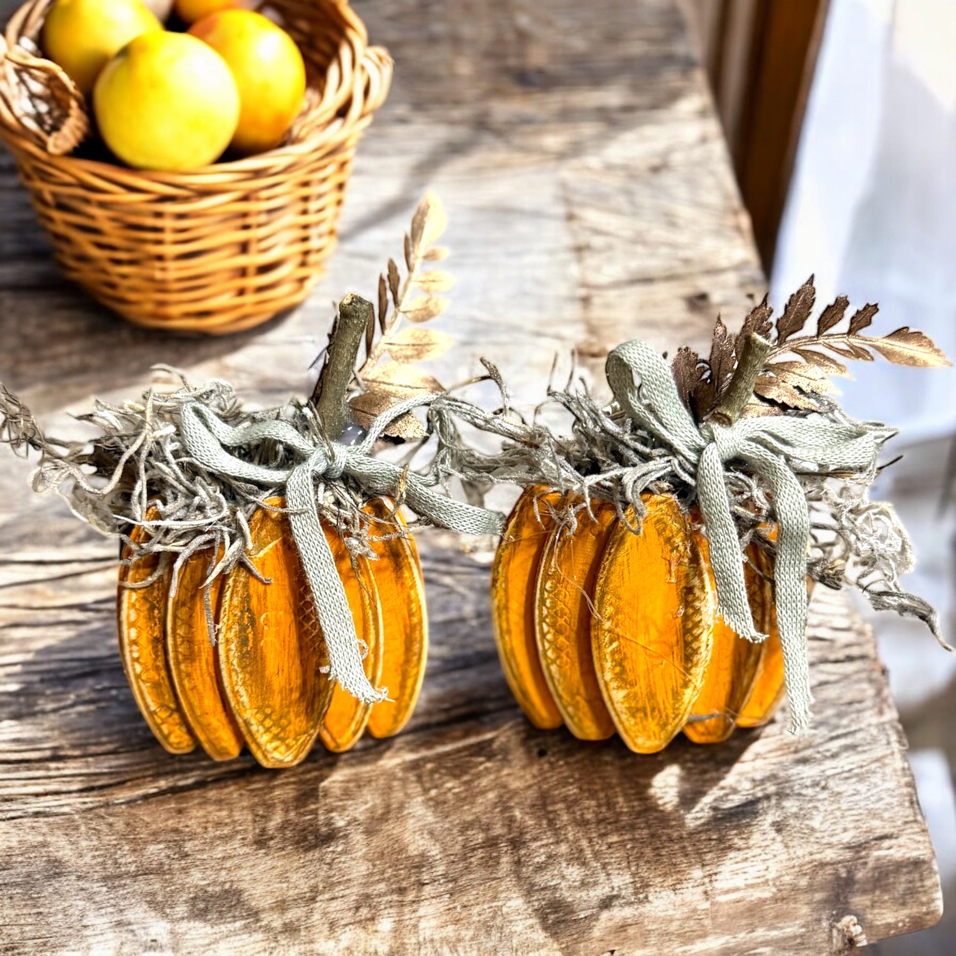 Mini Fabric Pumpkins Set of 2 - Vintage Cottonwood