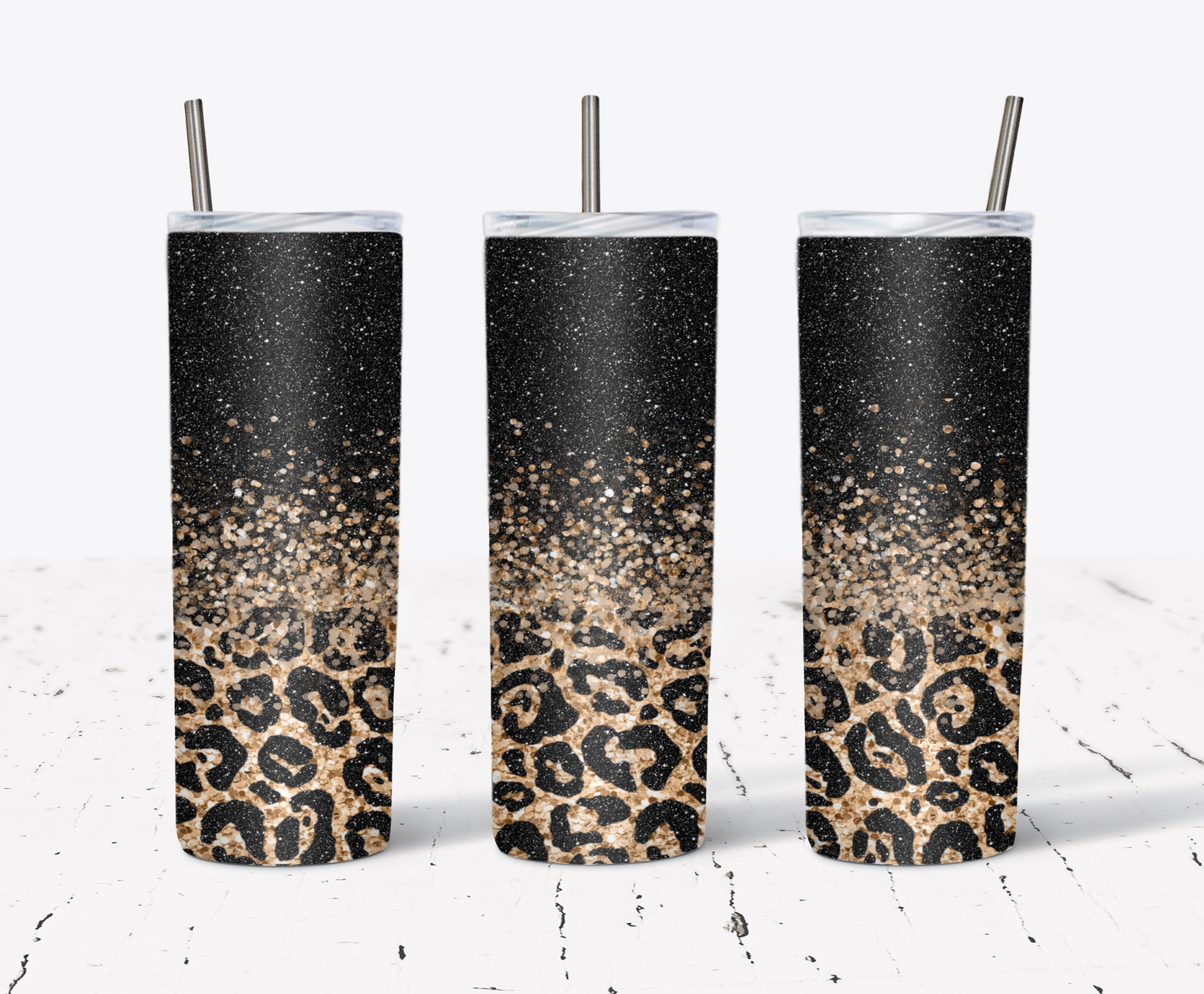 Golden Glitter Cheetah Tumbler