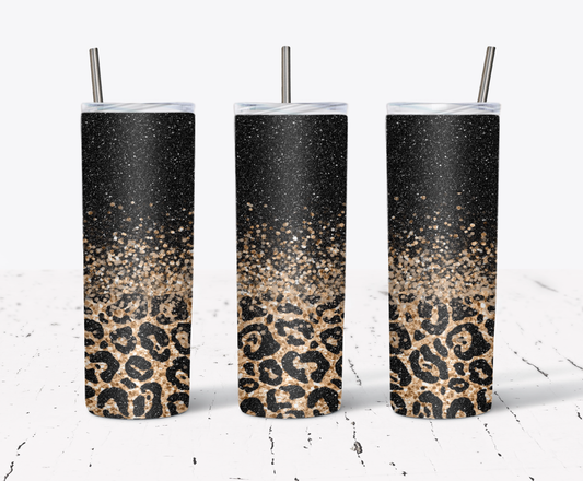 Golden Glitter Cheetah Tumbler