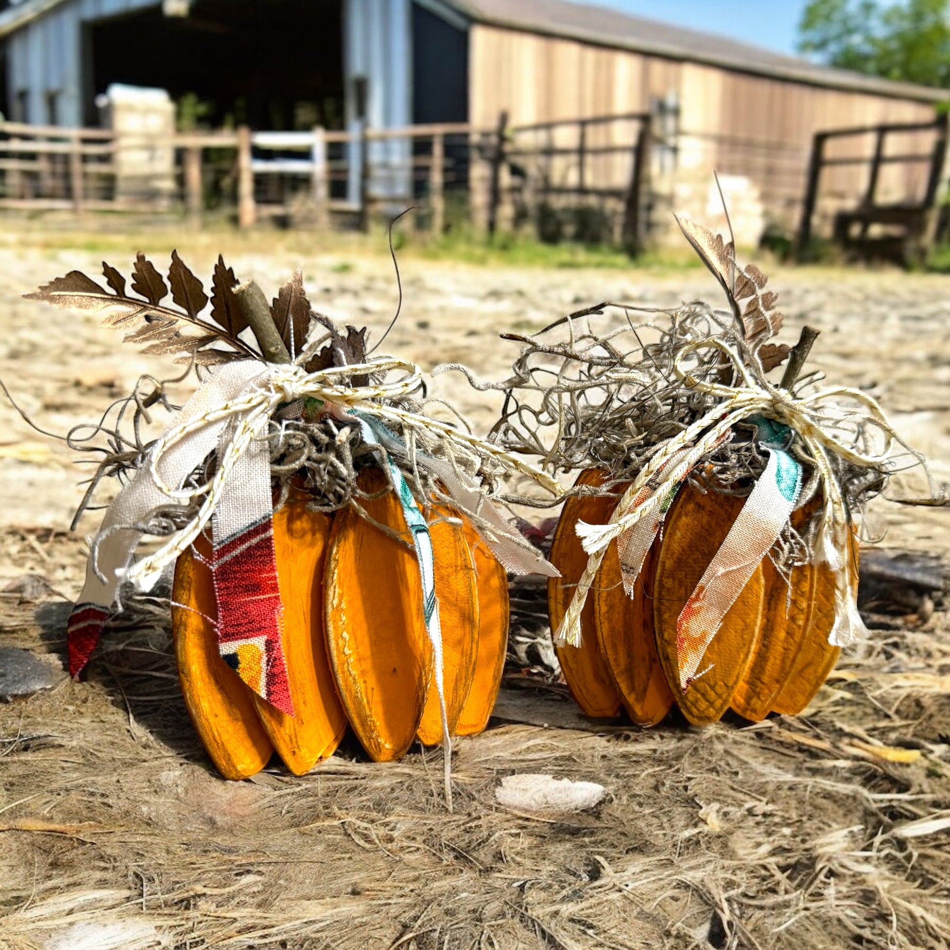 Mini Fabric Pumpkins Set of 2 - Vintage Cottonwood