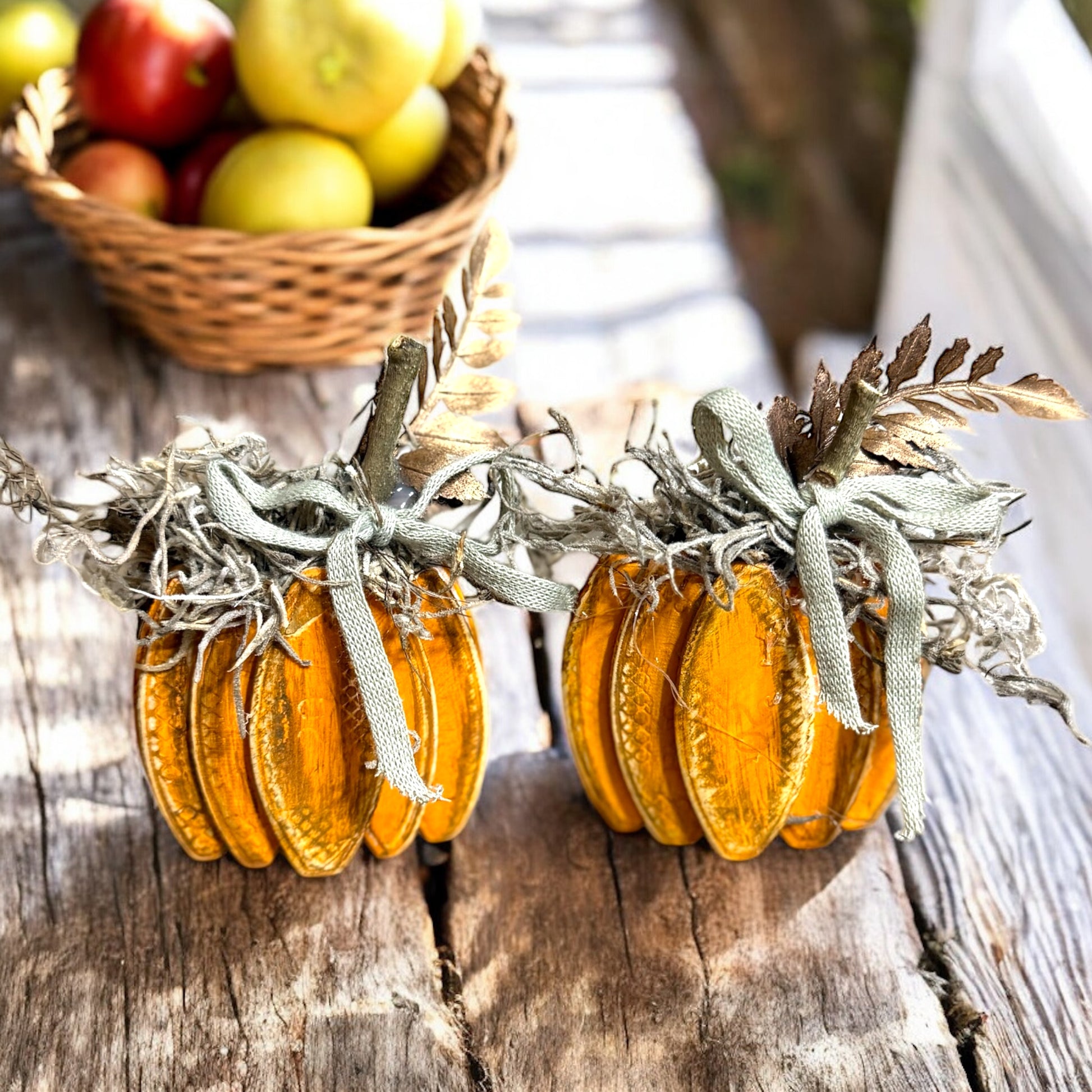 Mini Fabric Pumpkins Set of 2 - Vintage Cottonwood
