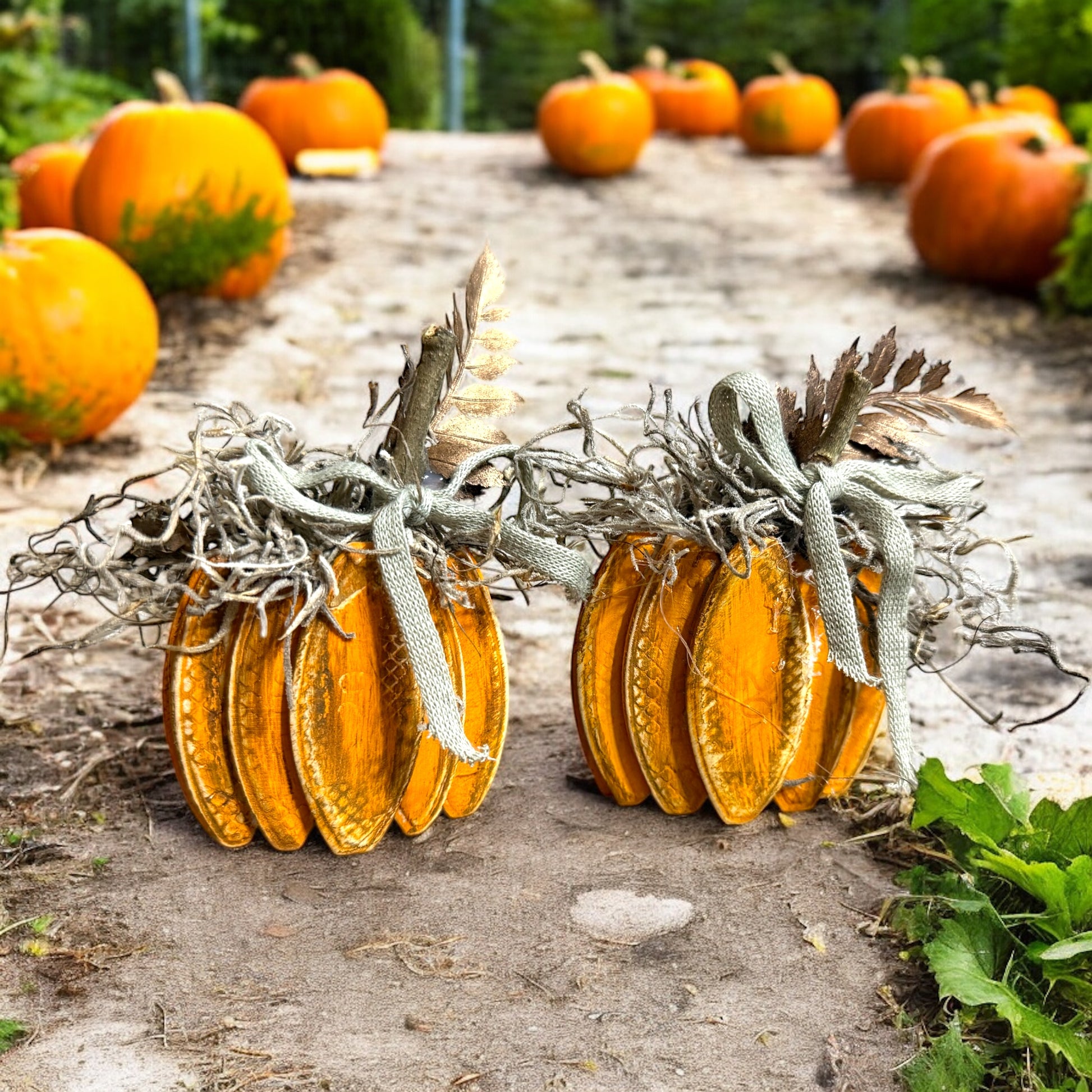 Mini Fabric Pumpkins Set of 2 - Vintage Cottonwood