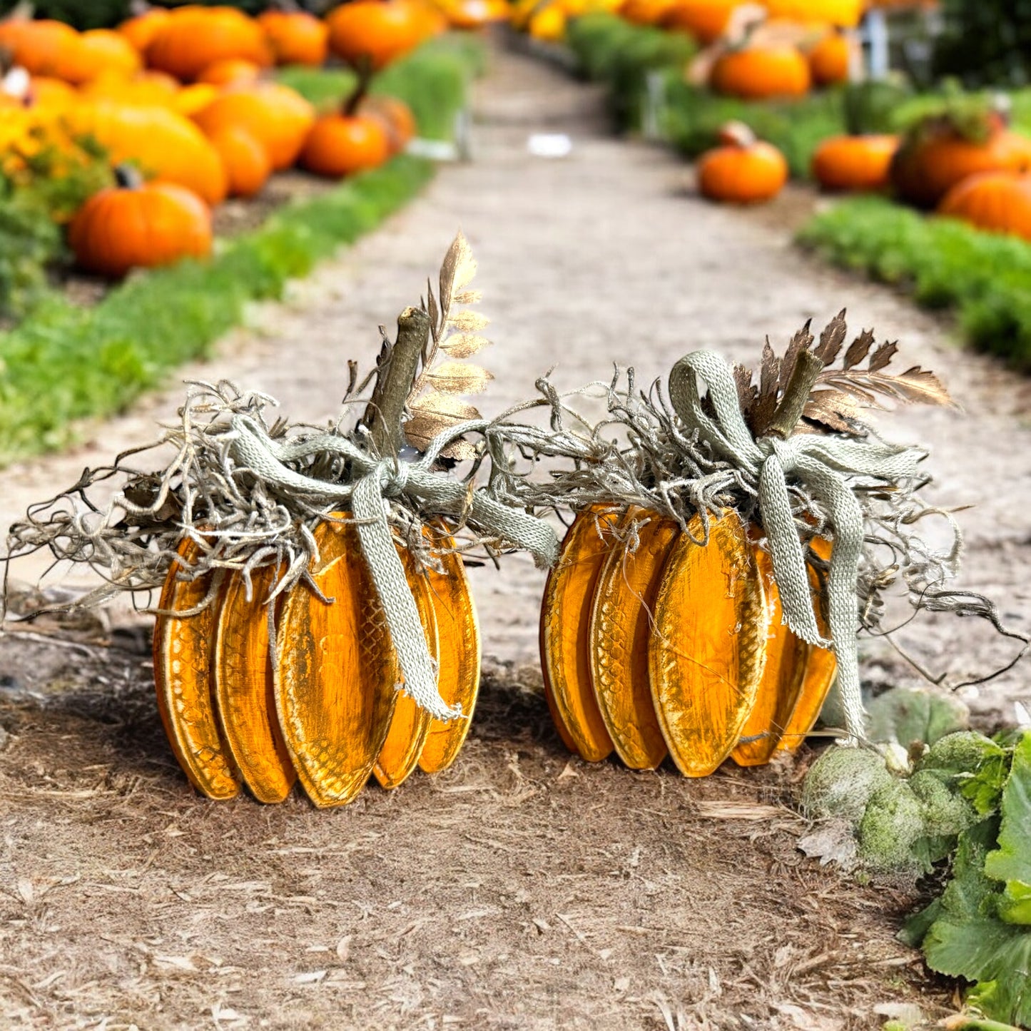 Mini Fabric Pumpkins Set of 2 - Vintage Cottonwood