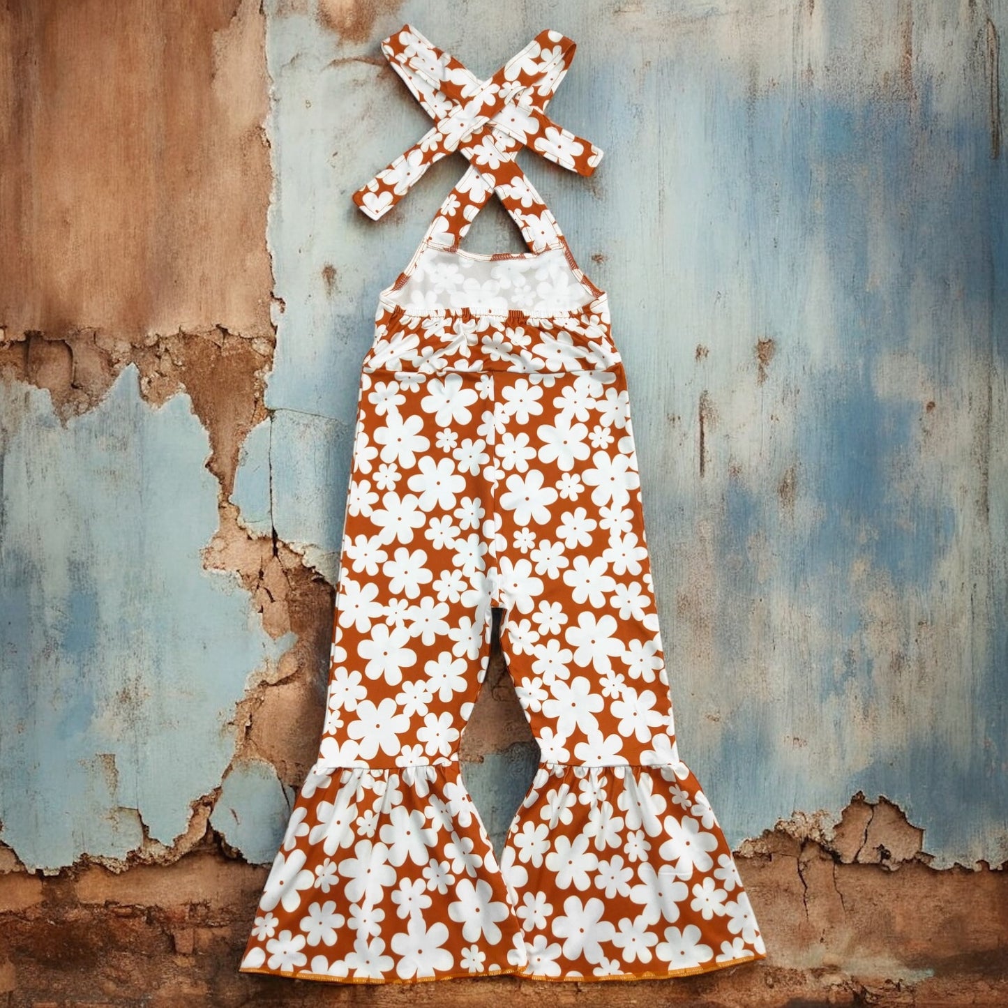Groovy Flower Printed Girls Jumpsuit - Vintage Cottonwood
