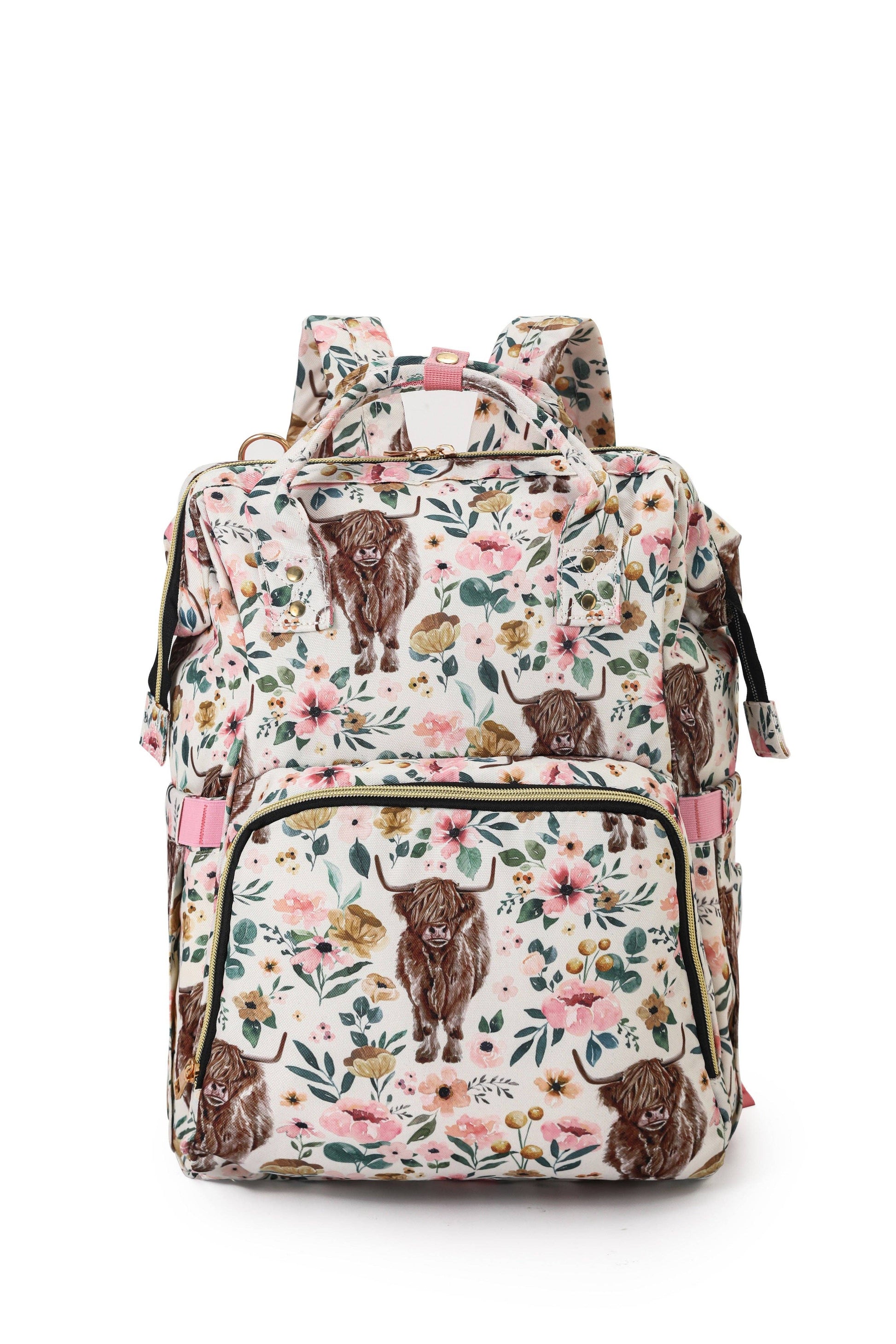 Highland Cow Floral Western Diaper Bag - Vintage Cottonwood